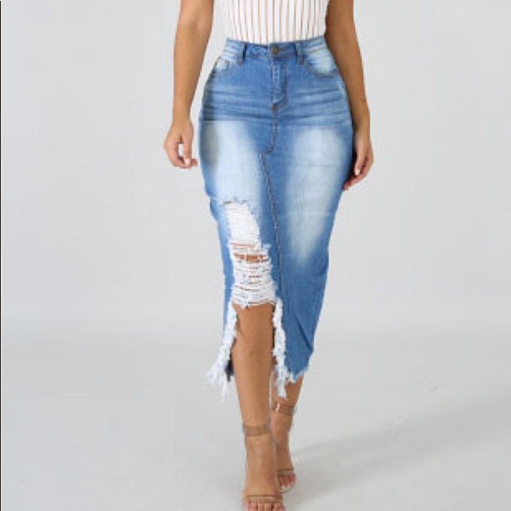 Distressed Jean Skirt
